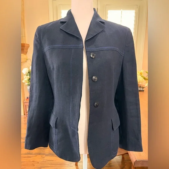 Istante by Versace Blazer Jacket Made in Italy. 100% Linen. Size 10 Warm Iron